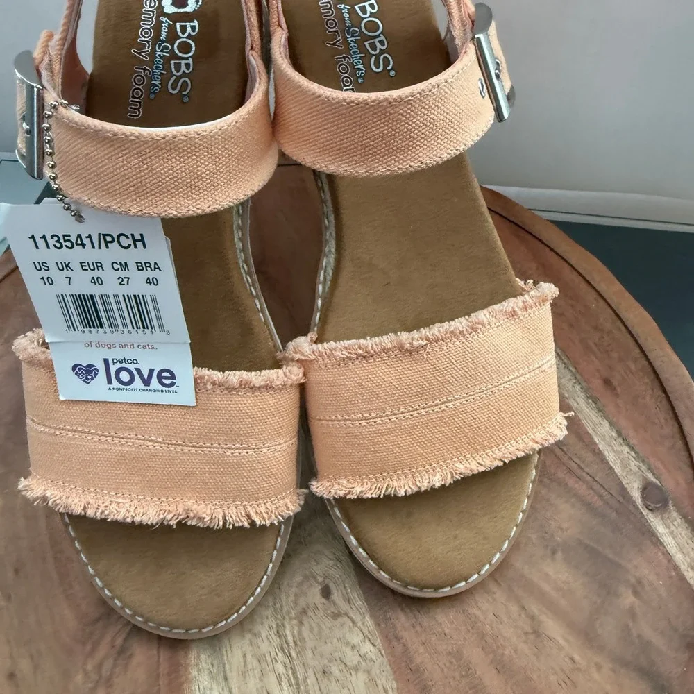 BOBS from Skechers Womens 10 Desert‎ Kiss Peach Canvas Espadrille Sandals